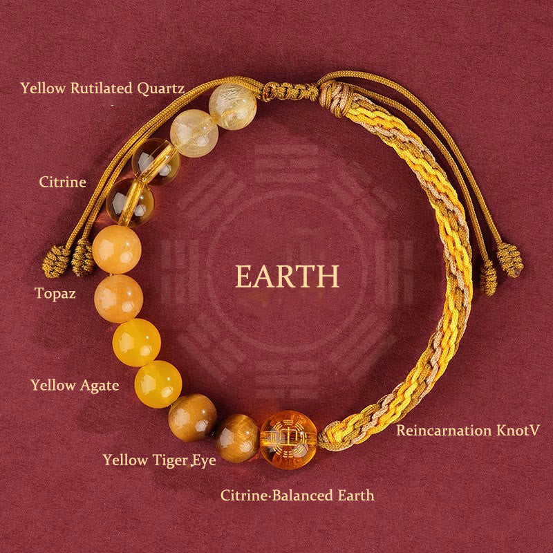 Wear FengShui Five Elements Various Crystal Agate Wealth Reincarnation Knot Braid Bracelet