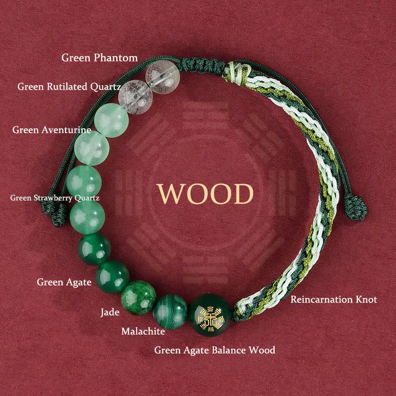Wear FengShui Five Elements Various Crystal Agate Wealth Reincarnation Knot Braid Bracelet