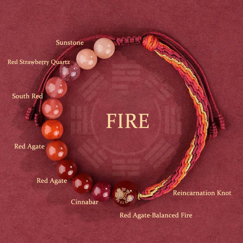 Wear FengShui Five Elements Various Crystal Agate Wealth Reincarnation Knot Braid Bracelet
