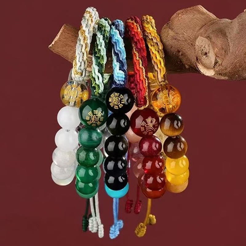 Wear FengShui Five Elements Various Crystal Agate Wealth Reincarnation Knot Braid Bracelet