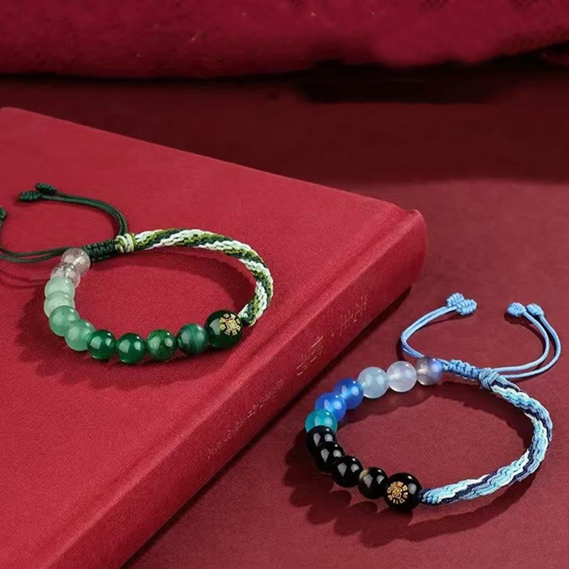 Wear FengShui Five Elements Various Crystal Agate Wealth Reincarnation Knot Braid Bracelet