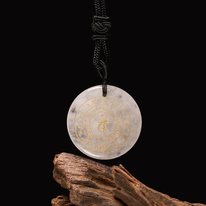 Wear FengShui Vairocana Tathagata Sanskrit Mantra Various Crystal Black Obsidian Green Aventurine Strength Necklace Pendant