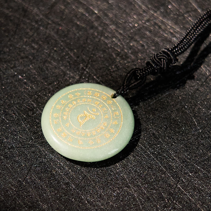 Wear FengShui Vairocana Tathagata Sanskrit Mantra Various Crystal Black Obsidian Green Aventurine Strength Necklace Pendant