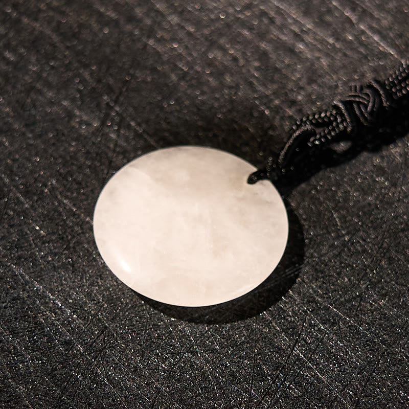 Wear FengShui Om Mani Padme Hum Natural Various Crystal Black Obsidian Strength Necklace Pendant