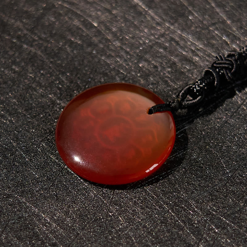 Wear FengShui Om Mani Padme Hum Natural Various Crystal Black Obsidian Strength Necklace Pendant