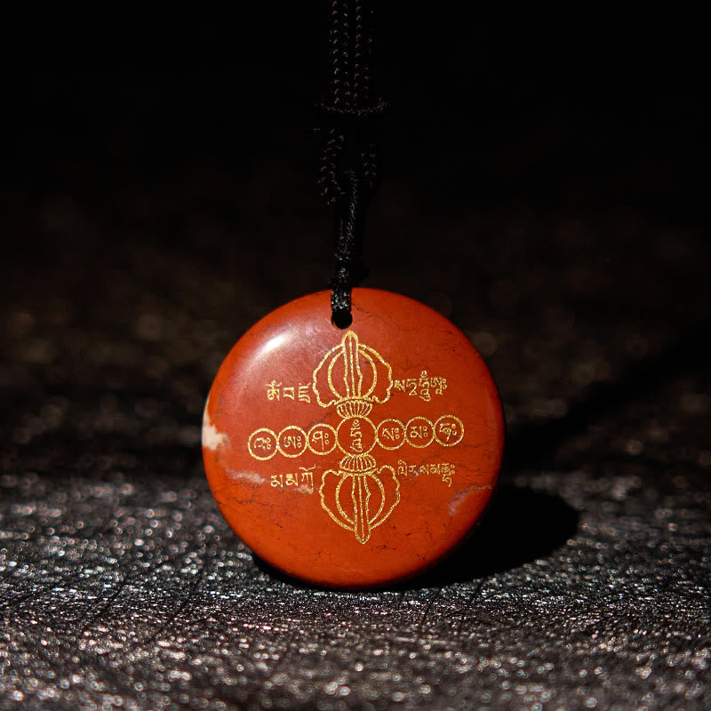 Wear FengShui Vajra Dorje Sanskrit Pattern Natural Various Crystal Black Obsidian Fulfilment Necklace Pendant