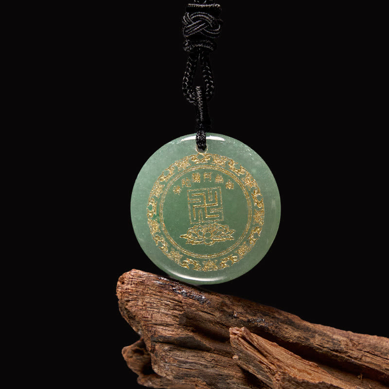 Wear FengShui Swastika Lotus Pattern Natural Various Crystal Black Obsidian Purification Necklace Pendant
