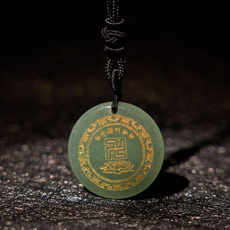 Wear FengShui Swastika Lotus Pattern Natural Various Crystal Black Obsidian Purification Necklace Pendant