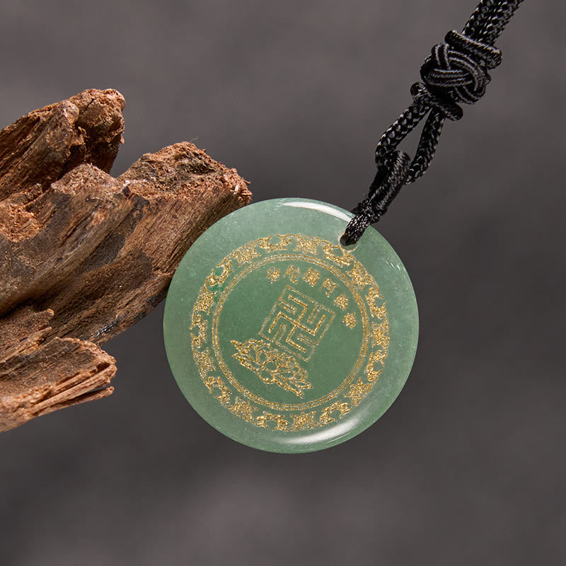 Wear FengShui Swastika Lotus Pattern Natural Various Crystal Black Obsidian Purification Necklace Pendant