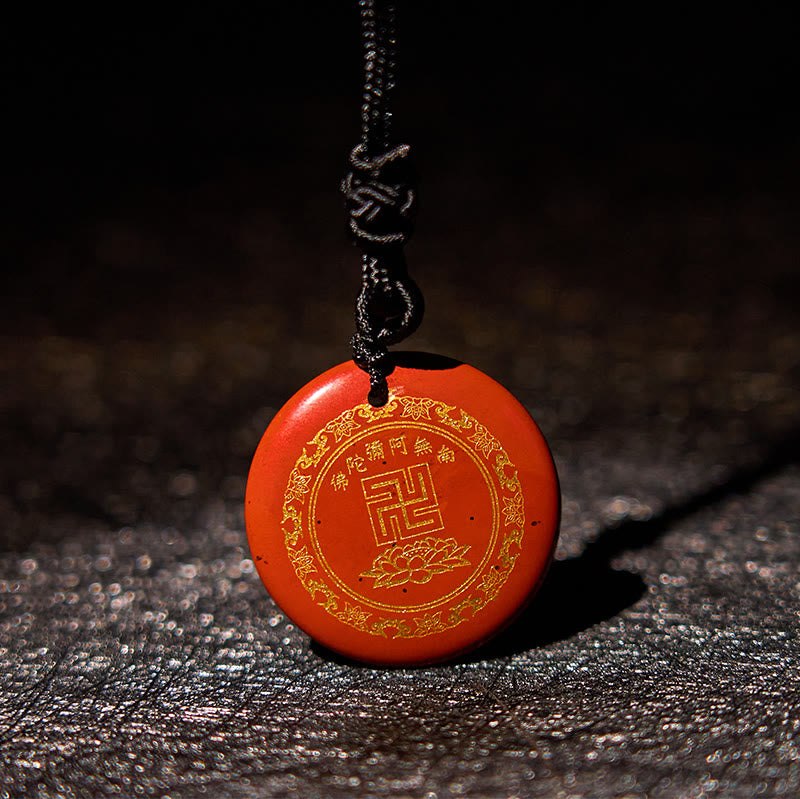 Wear FengShui Swastika Lotus Pattern Natural Various Crystal Black Obsidian Purification Necklace Pendant