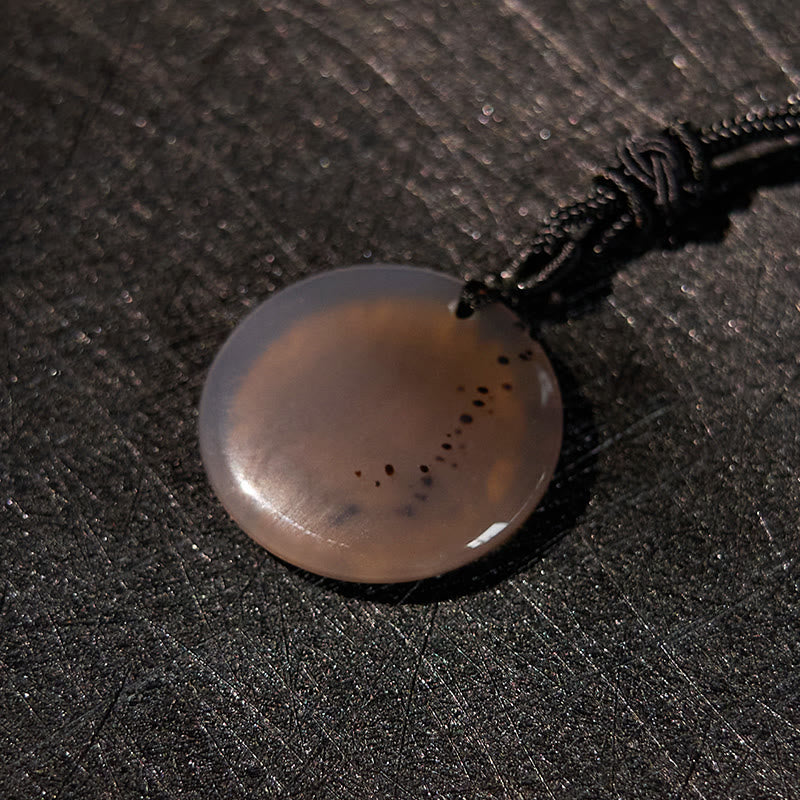 Wear FengShui Swastika Lotus Pattern Natural Various Crystal Black Obsidian Purification Necklace Pendant