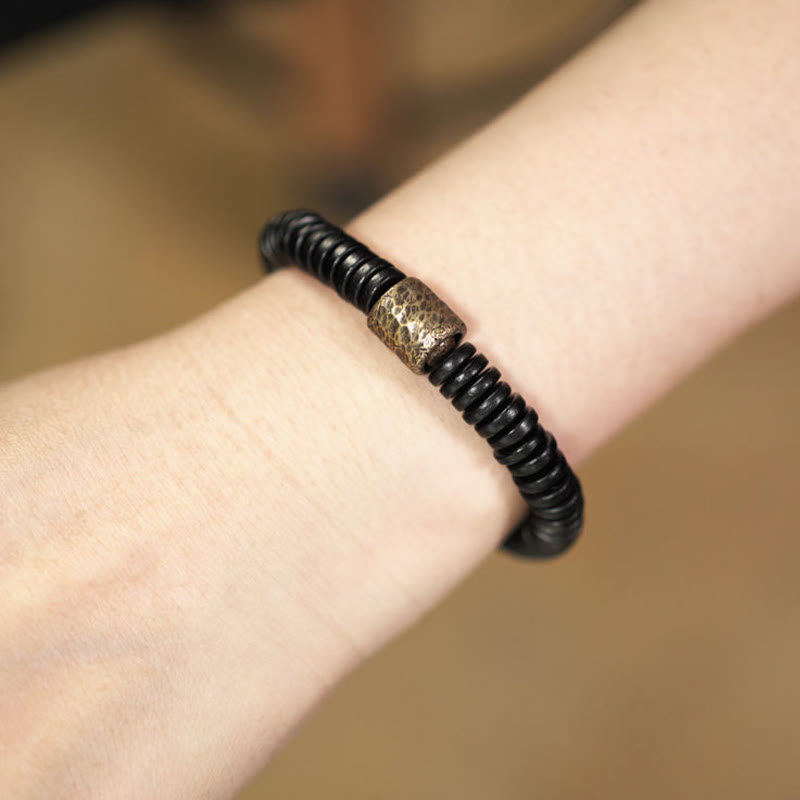 Wear FengShui Ebony Wood Copper Brass Calm Bracelet