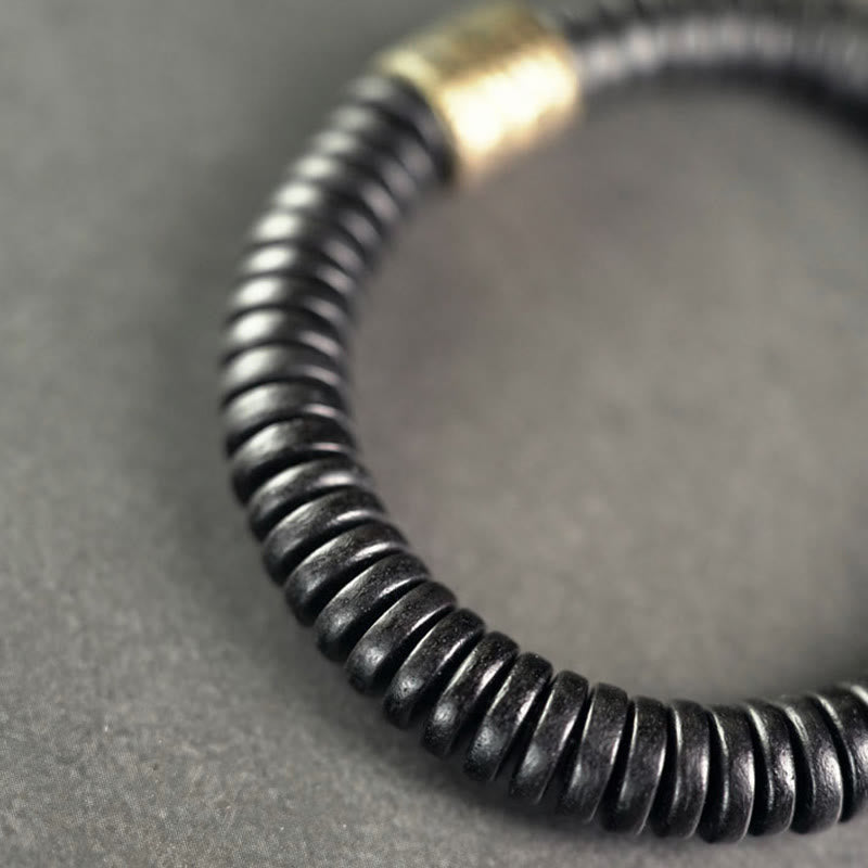 Wear FengShui Ebony Wood Copper Brass Calm Bracelet
