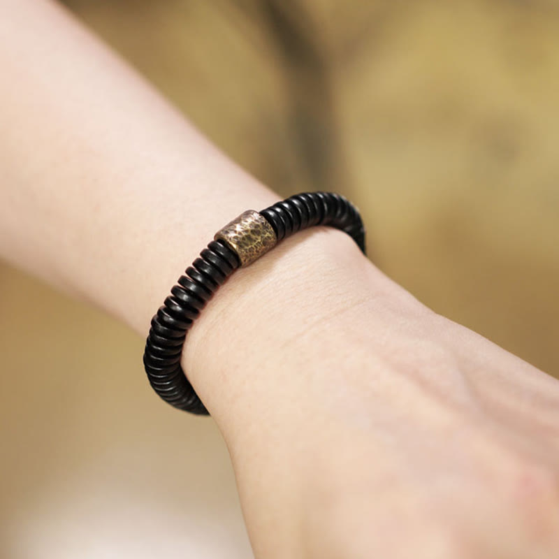 Wear FengShui Ebony Wood Copper Brass Calm Bracelet