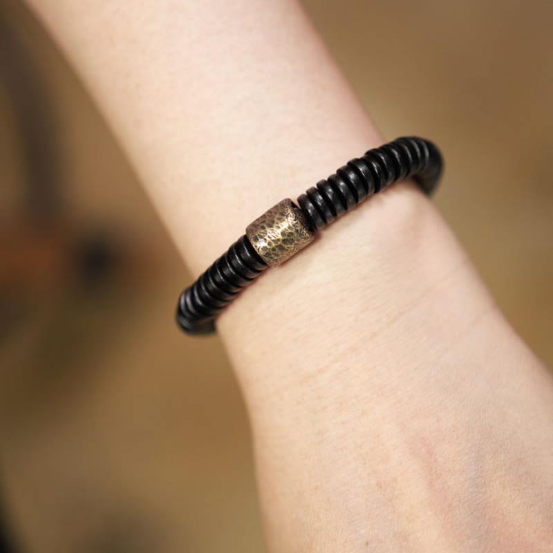 Wear FengShui Ebony Wood Copper Brass Calm Bracelet