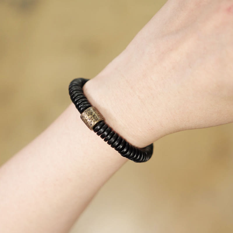 Wear FengShui Ebony Wood Copper Brass Calm Bracelet