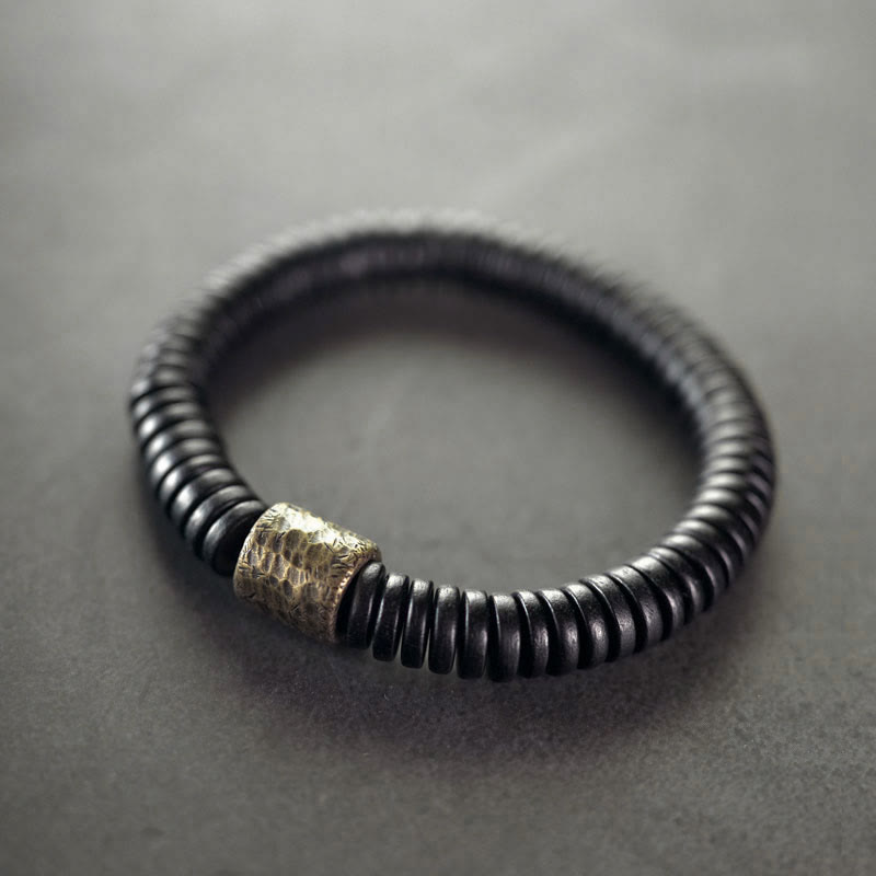 Wear FengShui Ebony Wood Copper Brass Calm Bracelet