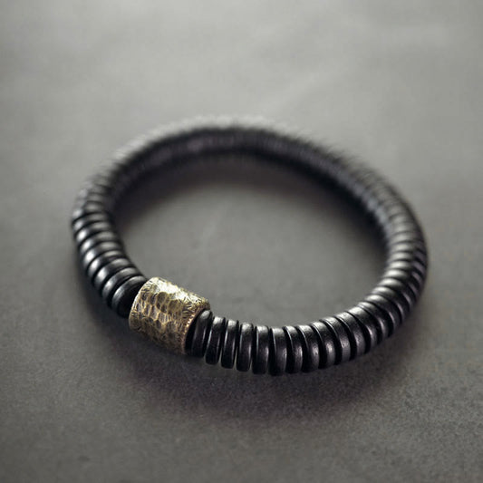 Wear FengShui Ebony Wood Copper Brass Calm Bracelet