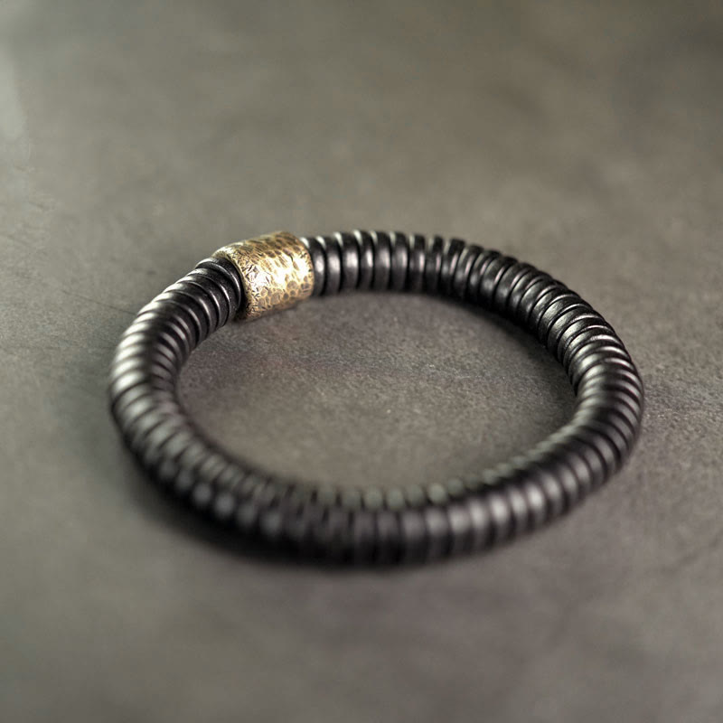 Wear FengShui Ebony Wood Copper Brass Calm Bracelet