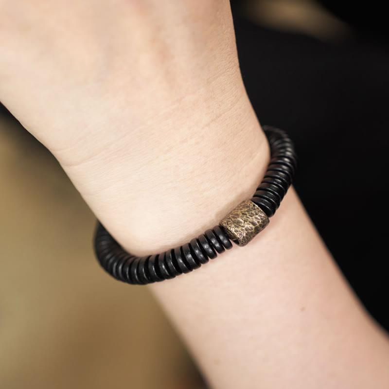 Wear FengShui Ebony Wood Copper Brass Calm Bracelet
