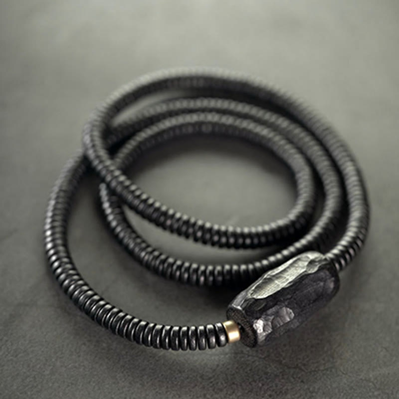 Wear FengShui Ebony Wood Copper Brass Balance Triple Wrap Bracelet