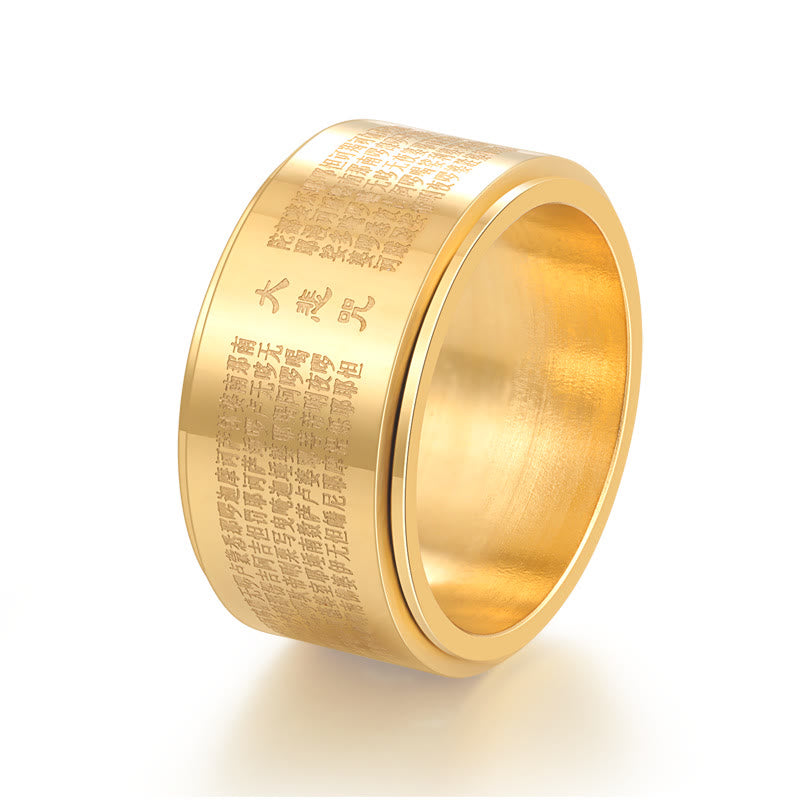 Wear FengShui Great Compassion Mantra Carved Titanium Steel Strengthen Rotatable Ring