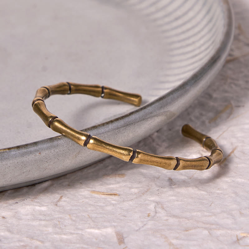 Wear FengShui Bamboo Copper Brass Luck Strength Bracelet Bangle