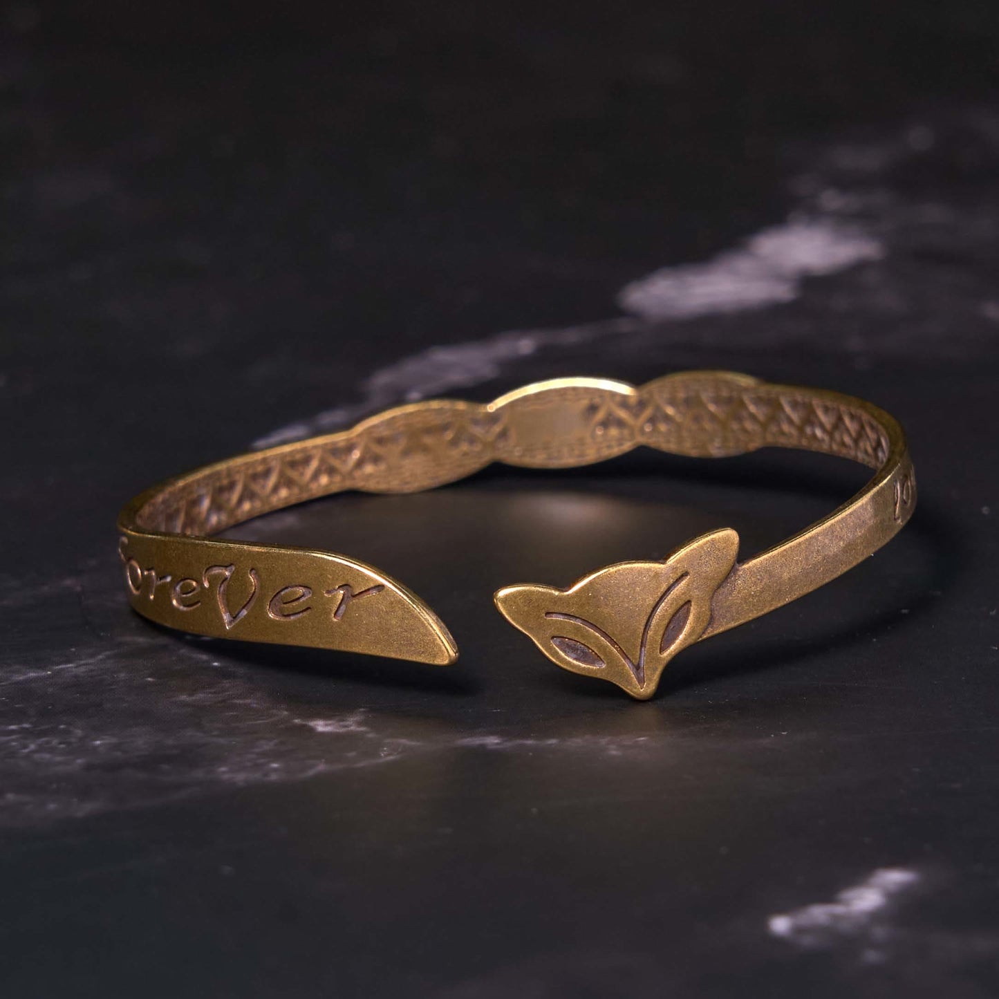 Wear FengShui Fox Head Copper Brass 'Love You Forever' Luck Self Care Bracelet Bangle