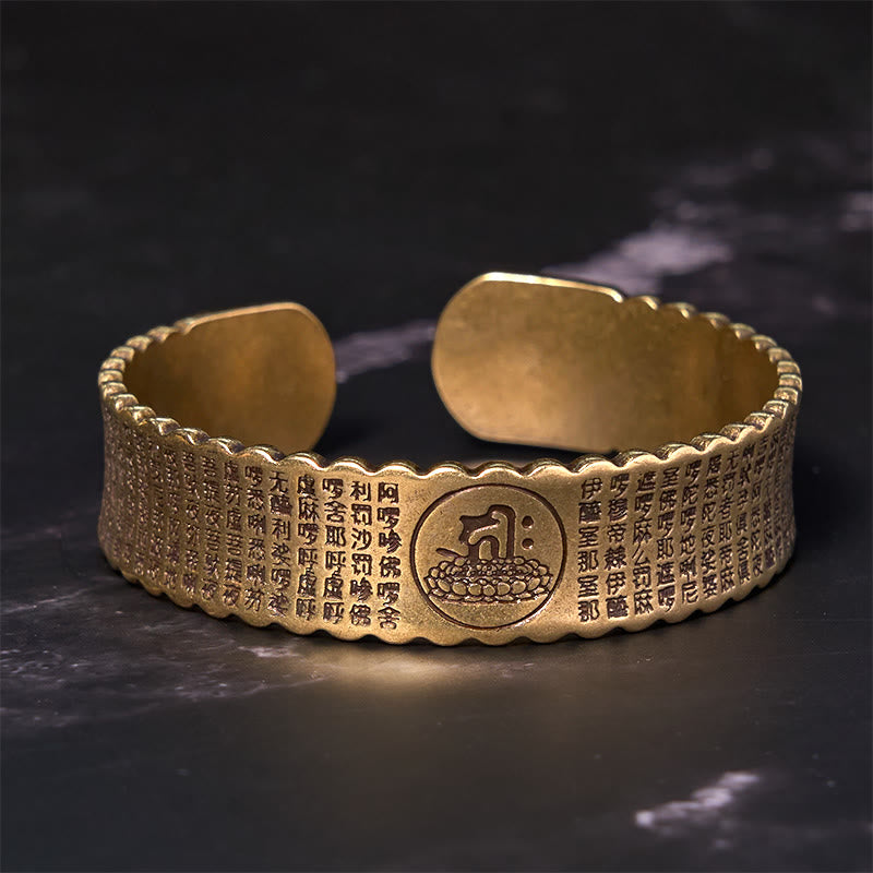 Wear FengShui Great Compassion Mantra Copper Brass Luck Self Care Bracelet Bangle