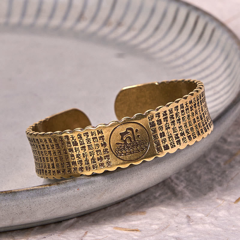 Wear FengShui Great Compassion Mantra Copper Brass Luck Self Care Bracelet Bangle