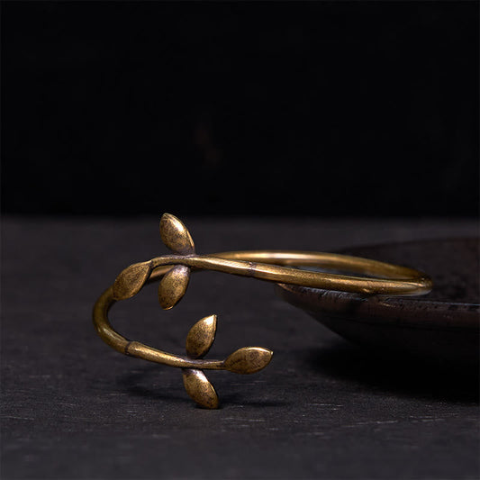 Wear FengShui Lucky Clover Copper Brass Healing Bracelet Bangle