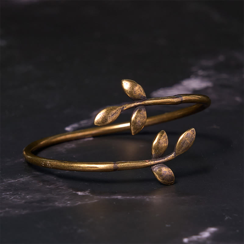 Wear FengShui Lucky Clover Copper Brass Healing Bracelet Bangle