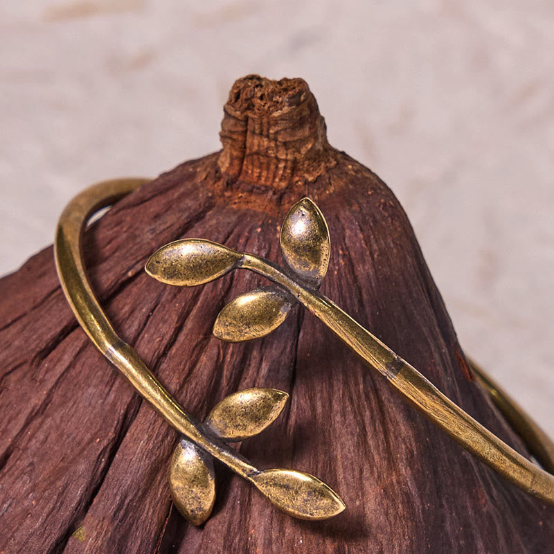 Wear FengShui Lucky Clover Copper Brass Healing Bracelet Bangle