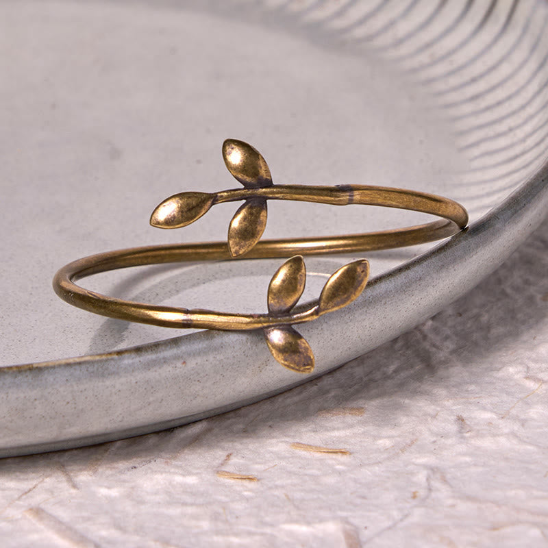 Wear FengShui Lucky Clover Copper Brass Healing Bracelet Bangle
