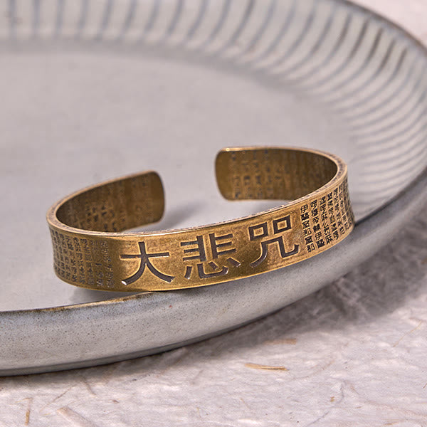 Wear FengShui Great Compassion Mantra Copper Brass Luck Power Bracelet Bangle