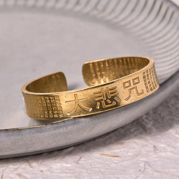 Wear FengShui Great Compassion Mantra Copper Brass Luck Power Bracelet Bangle