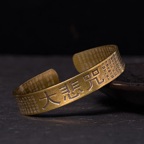 Wear FengShui Great Compassion Mantra Copper Brass Luck Power Bracelet Bangle