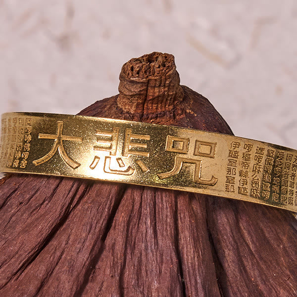 Wear FengShui Great Compassion Mantra Copper Brass Luck Power Bracelet Bangle