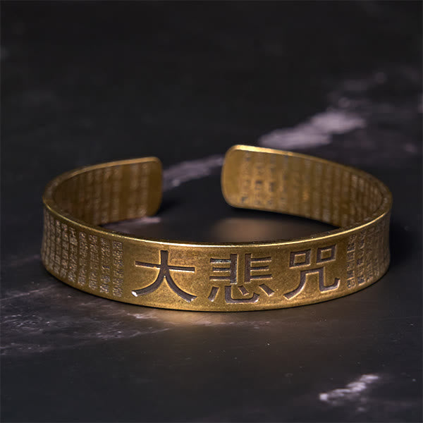 Wear FengShui Great Compassion Mantra Copper Brass Luck Power Bracelet Bangle