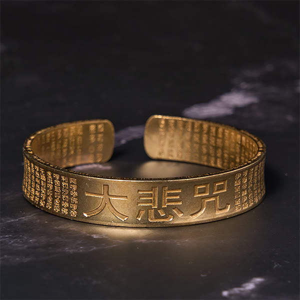 Wear FengShui Great Compassion Mantra Copper Brass Luck Power Bracelet Bangle