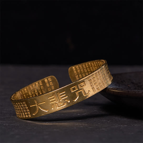 Wear FengShui Great Compassion Mantra Copper Brass Luck Power Bracelet Bangle