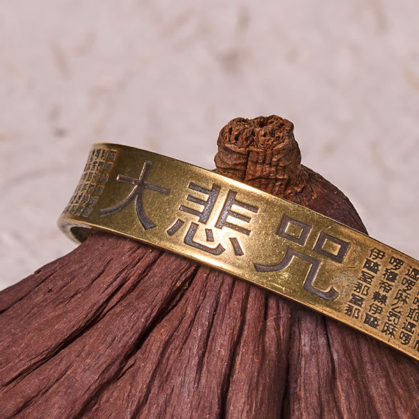 Wear FengShui Great Compassion Mantra Copper Brass Luck Power Bracelet Bangle