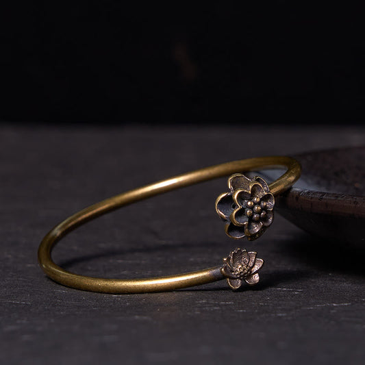 Wear FengShui Peach Blossom Copper Brass Healing Bracelet Bangle