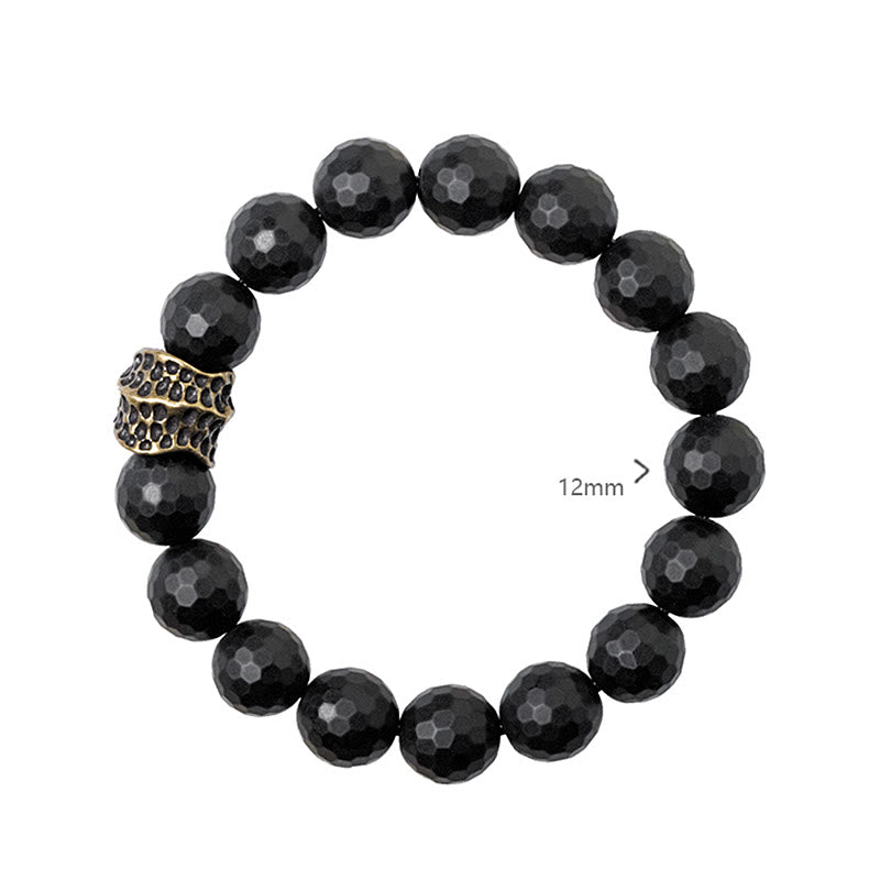 Wear FengShui Matte Frosting Black Onyx Copper Brass Protection Bracelet