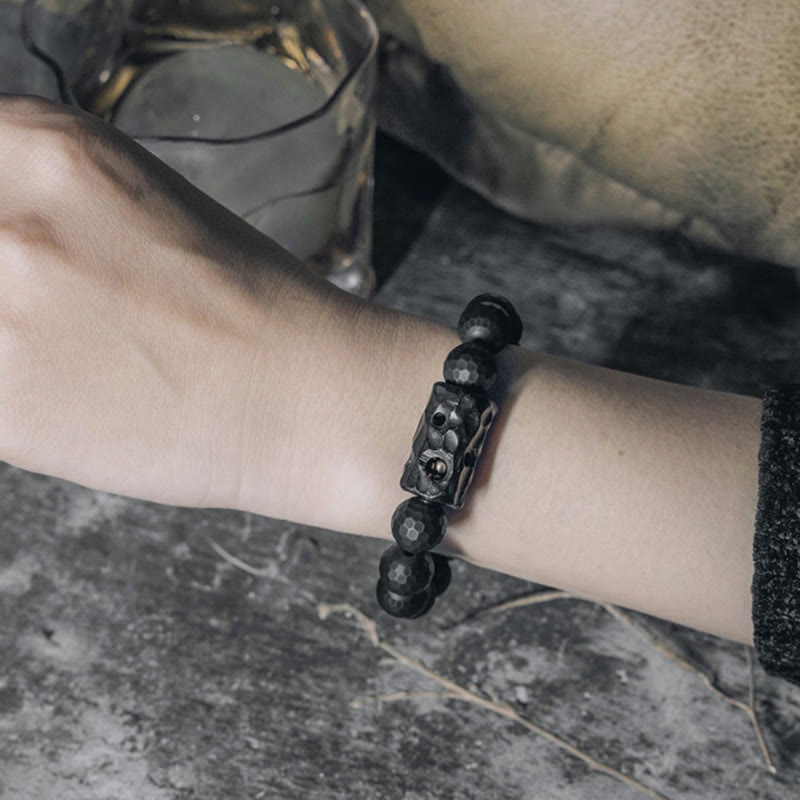 Wear FengShui Matte Frosted Surface Black Onyx Ebony Protection Bracelet