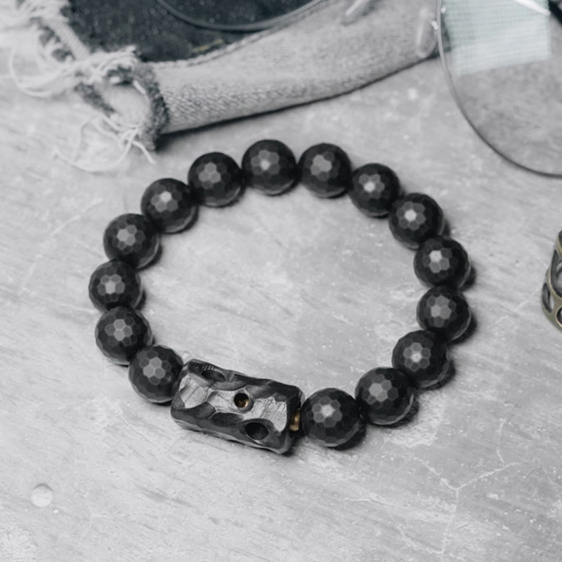 Wear FengShui Matte Frosted Surface Black Onyx Ebony Protection Bracelet