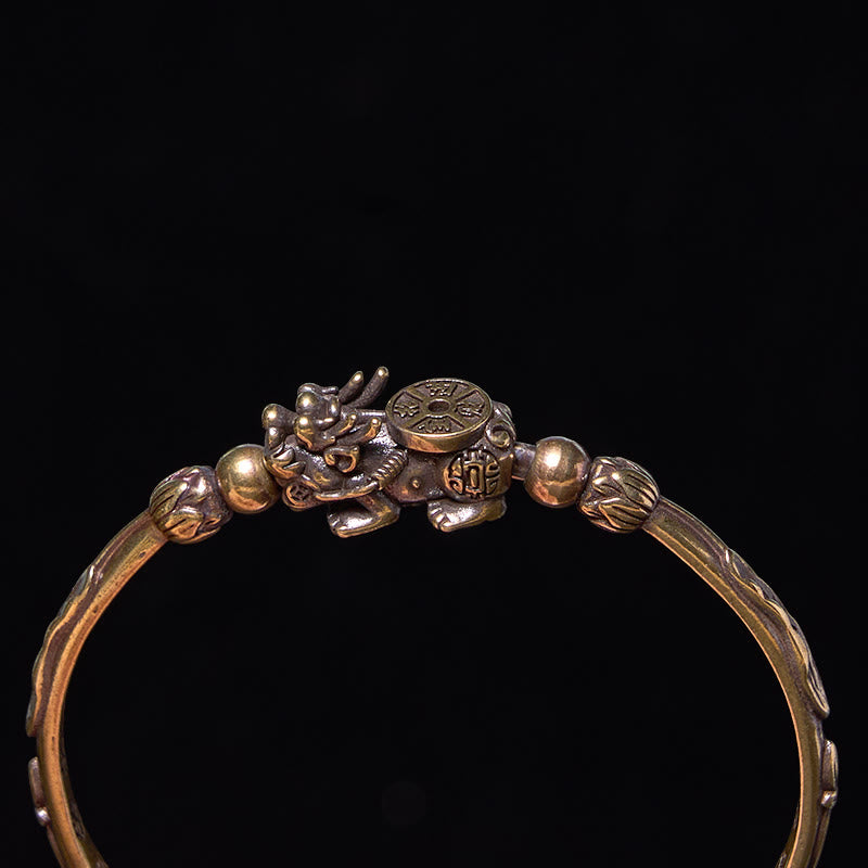 Wear FengShui Pi Xiu Carrying Coin Ingot Copper Brass Luck Wealth Bracelet Bangle