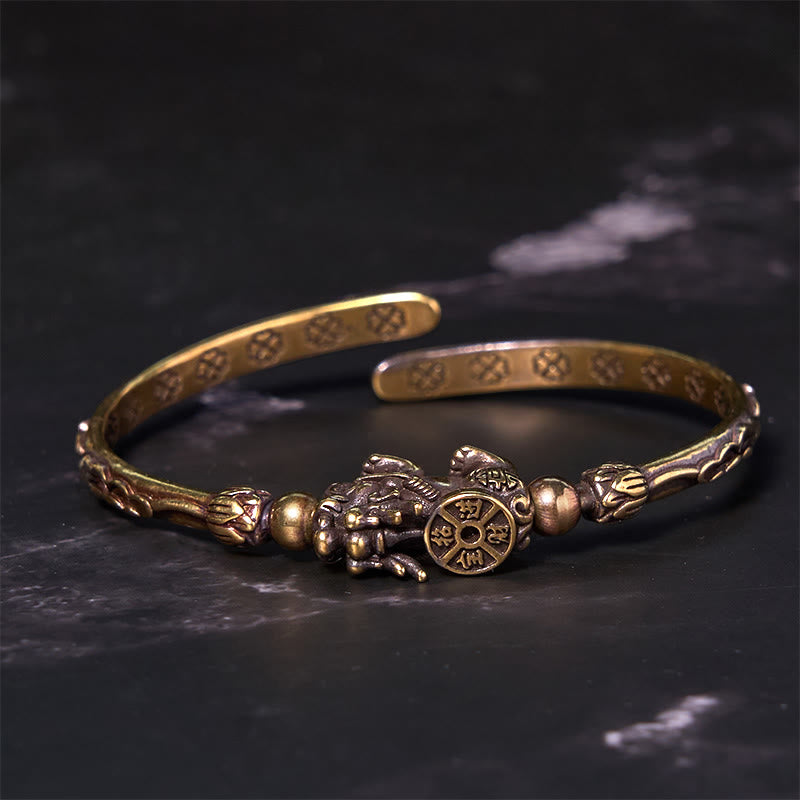 Wear FengShui Pi Xiu Carrying Coin Ingot Copper Brass Luck Wealth Bracelet Bangle