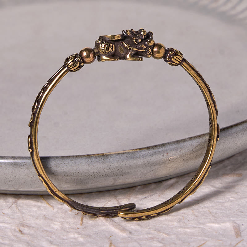Wear FengShui Pi Xiu Carrying Coin Ingot Copper Brass Luck Wealth Bracelet Bangle