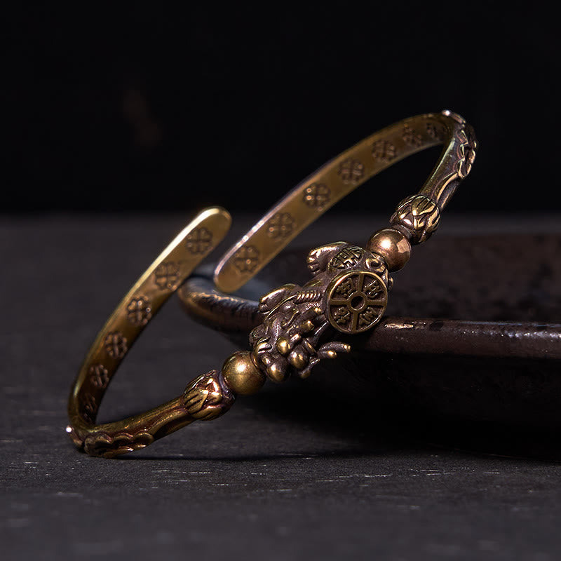 Wear FengShui Pi Xiu Carrying Coin Ingot Copper Brass Luck Wealth Bracelet Bangle